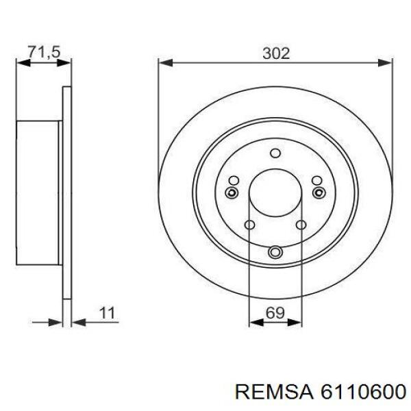 Задний дисковый тормоз Remsa 6110600
