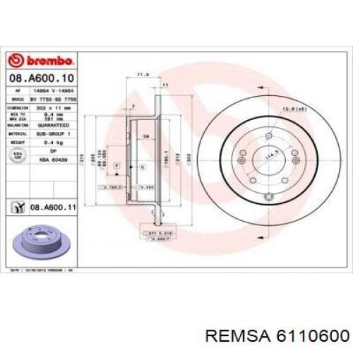 Задний тормозной диск Remsa 6110600 цена, от 40.50 USD