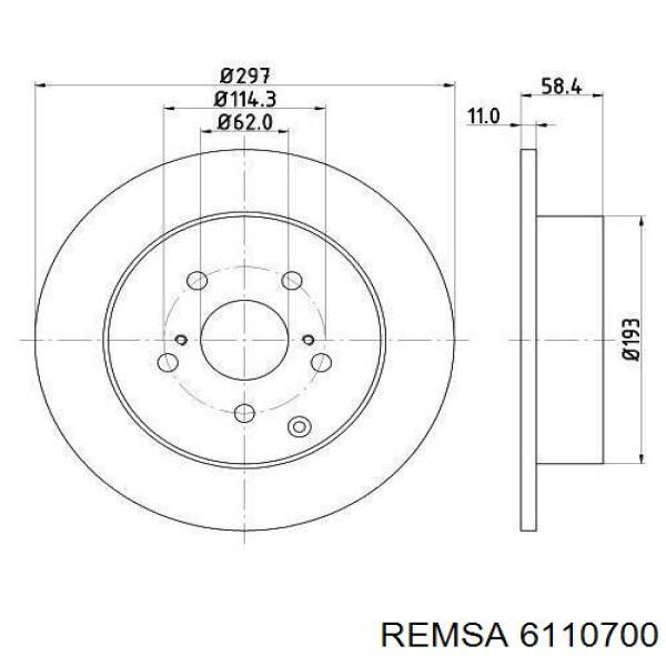 Купить 6110700 Remsa Диск тормозной задний