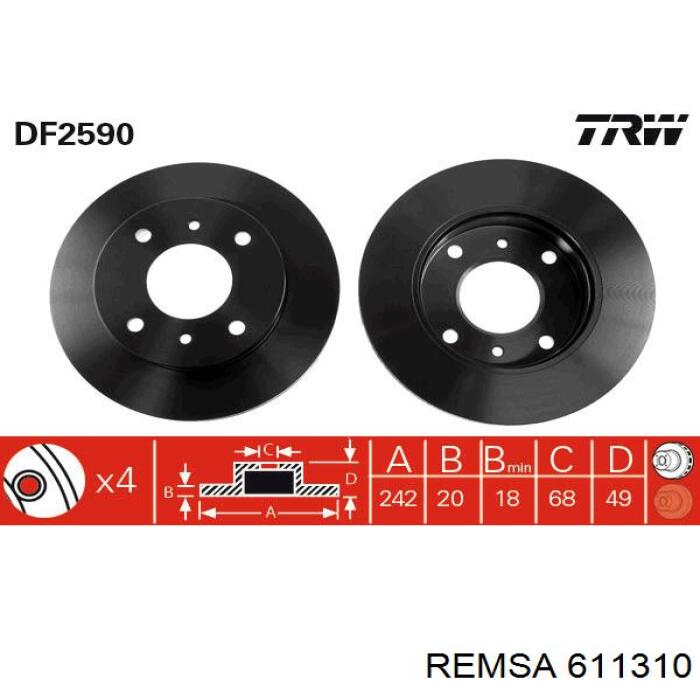 Тормоз дисковый передний Remsa 611310 цена, от 31.62 USD