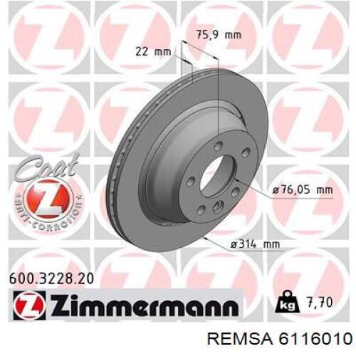 Задний тормозной диск Remsa 6116010 цена, от 50.30 USD