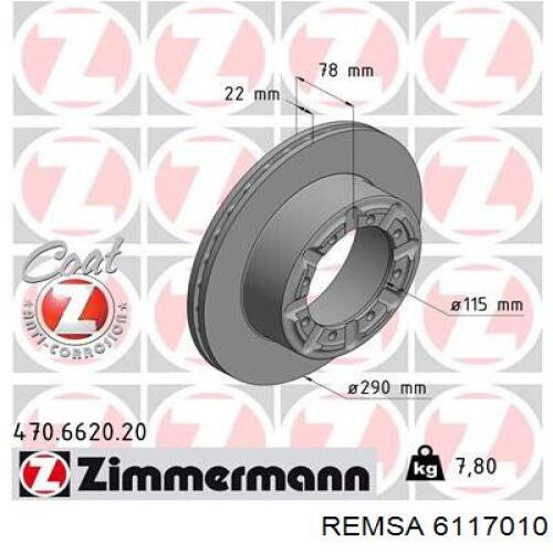 Тормозные диски 6117010 Remsa