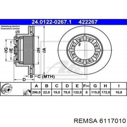 Купить 6117010 Remsa Диск тормозной задний