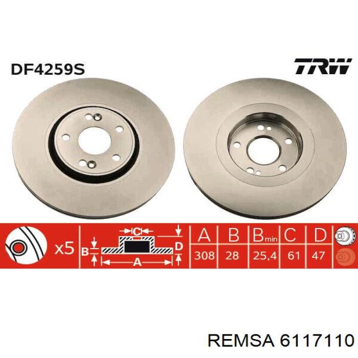 6117110 Remsa диск тормозной передний