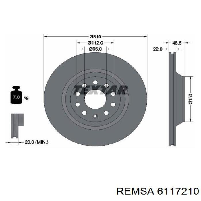 Задний тормозной диск Remsa 6117210 цена, от 47.74 USD