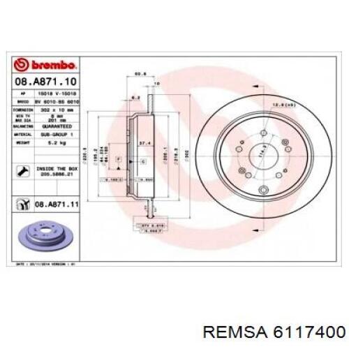 Диск гальмівний задній 6117400 Remsa