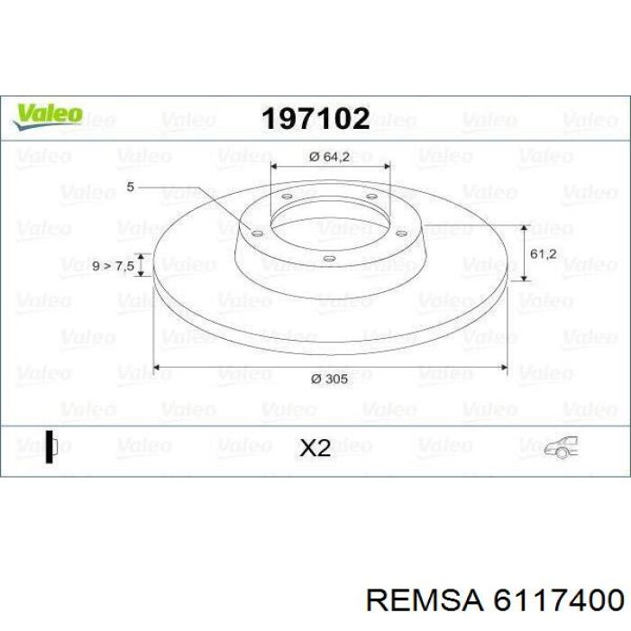 Диск гальмівний задній 6117400 Remsa