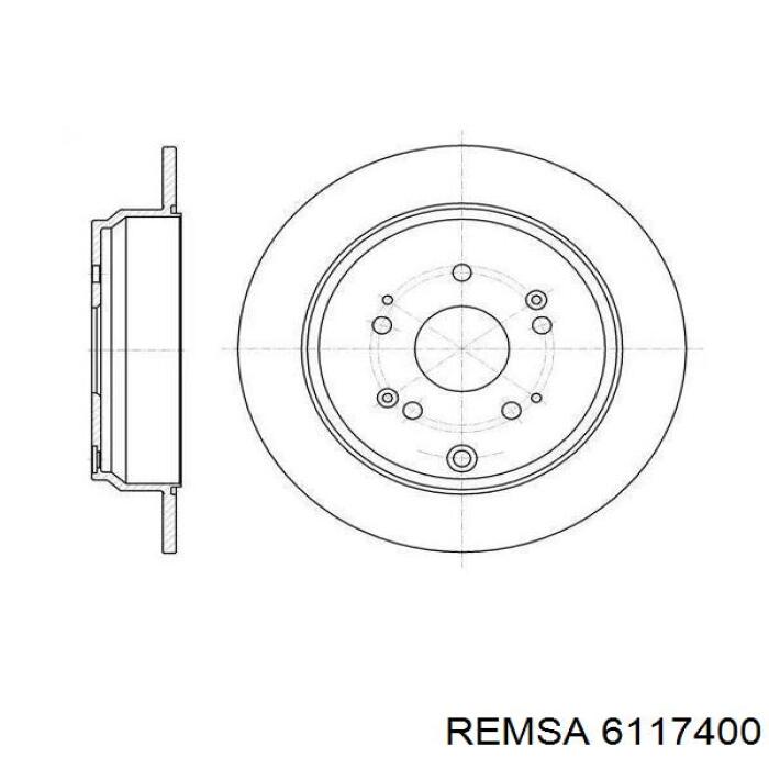 Disco de freno trasero 6117400 Remsa