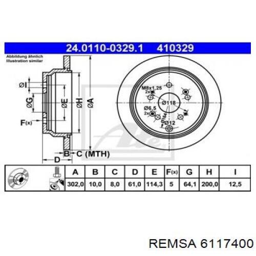 Задний тормозной диск Remsa 6117400 цена, от 33.90 USD