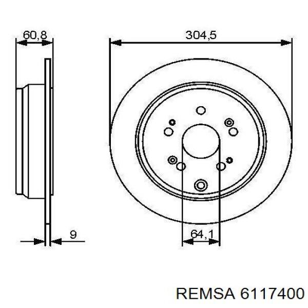 Диск гальмівний задній 6117400 Remsa