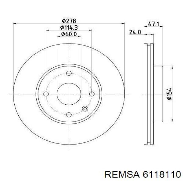 Тормоз дисковый передний Remsa 6118110 цена, от 40.50 USD