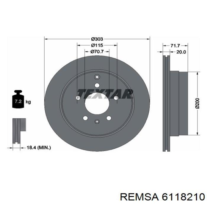 Тормозные диски 6118210 Remsa