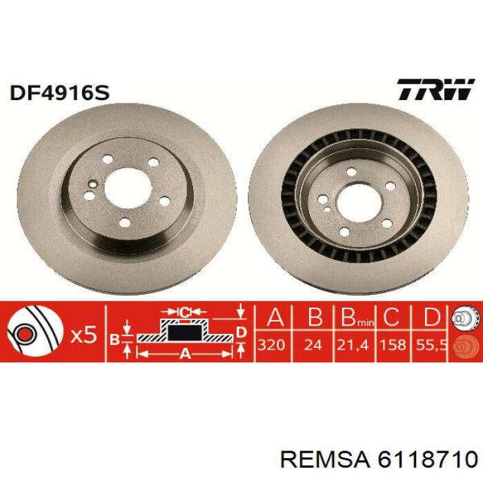 Задний тормозной диск Remsa 6118710 цена, от 53.40 USD