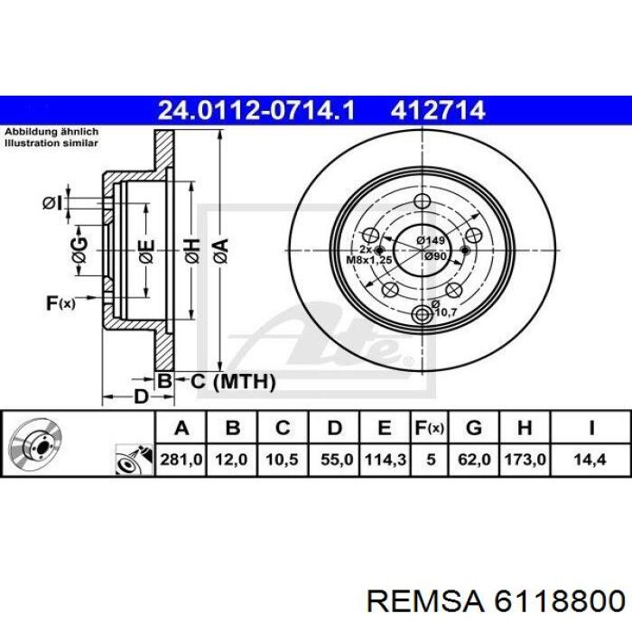 Задний тормозной диск Remsa 6118800 цена, от 33.58 USD