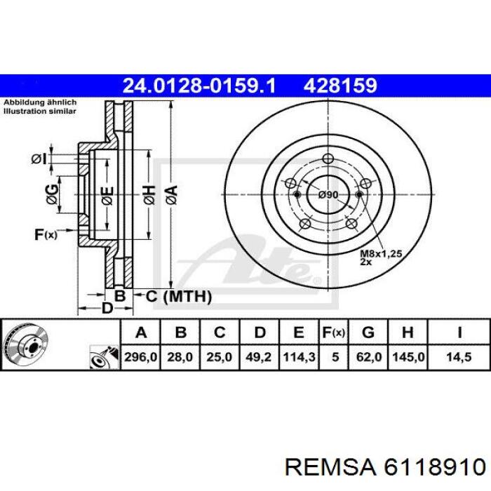 Тормоз дисковый передний Remsa 6118910 цена, от 43.95 USD