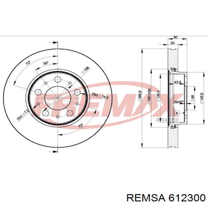 Задний дисковый тормоз Remsa 612300