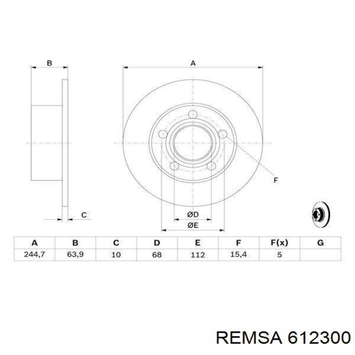 Задний тормозной диск Remsa 612300 цена, от 33.27 USD