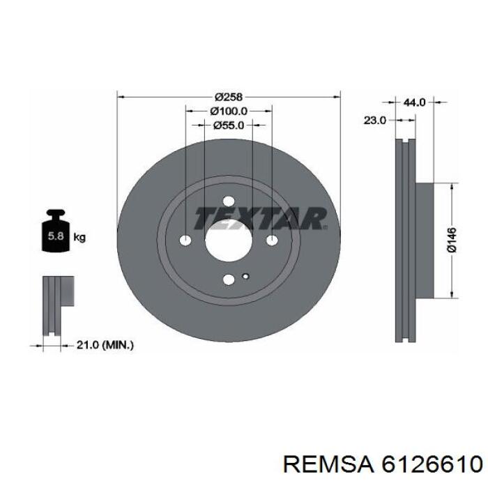 6126610 Remsa диск тормозной передний