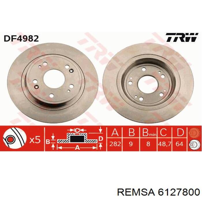 Задний тормозной диск Remsa 6127800 цена, от 40.44 USD