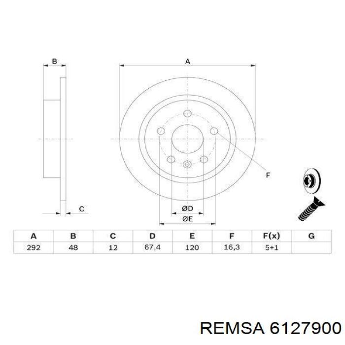 Купить 6127900 Remsa Диск тормозной задний