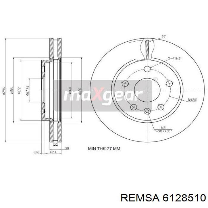 Тормоз дисковый передний Remsa 6128510 цена, от 66.80 USD