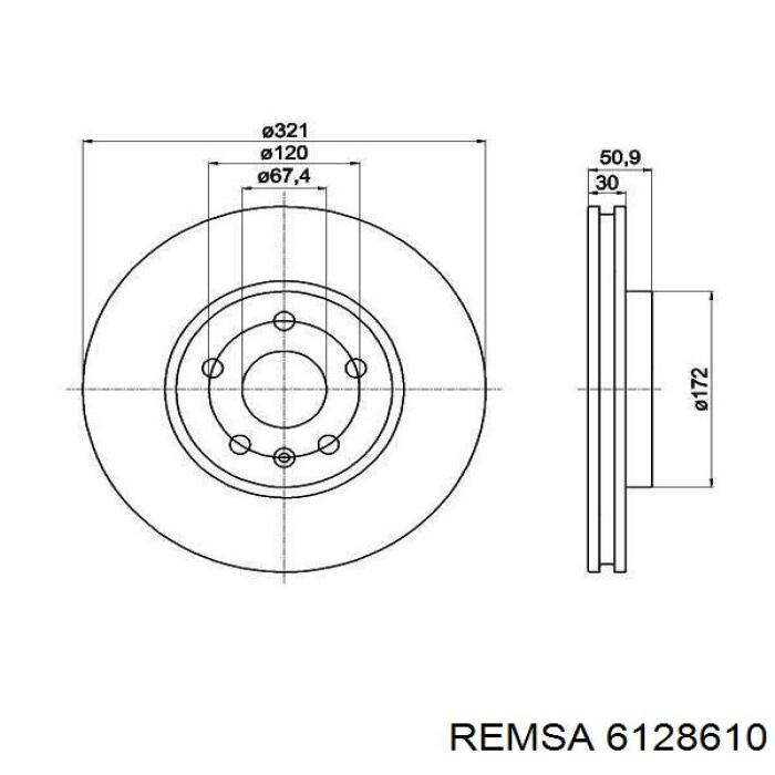 6128610 Remsa Диск тормозной передний