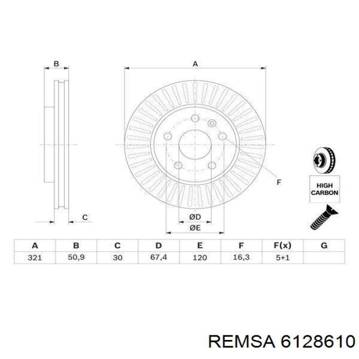 Тормоз дисковый передний Remsa 6128610 цена, от 62.71 USD