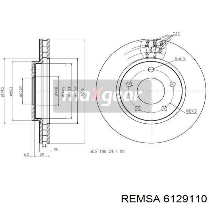 Тормоз дисковый передний Remsa 6129110 цена, от 45.69 USD