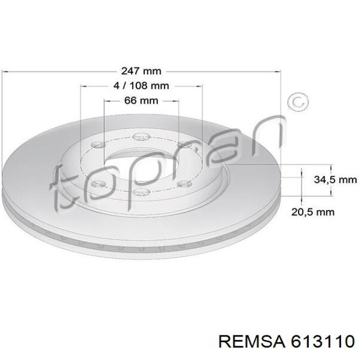 Передние тормозные диски 613110 Remsa