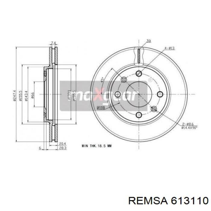 Тормоз дисковый передний Remsa 613110 цена, от 27.26 USD