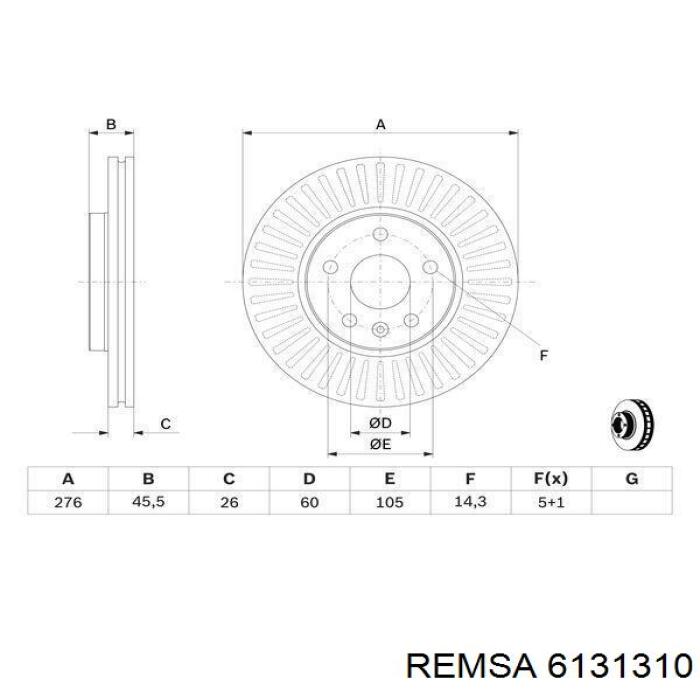 Передний тормозной диск Remsa 6131310