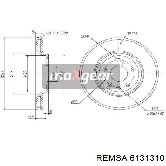 6131310 Remsa Диск тормозной передний