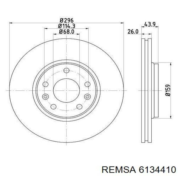 Тормоз дисковый передний Remsa 6134410 цена, от 2331.23 UAH
