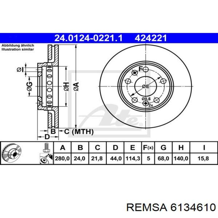 6134610 Remsa Диск тормозной передний