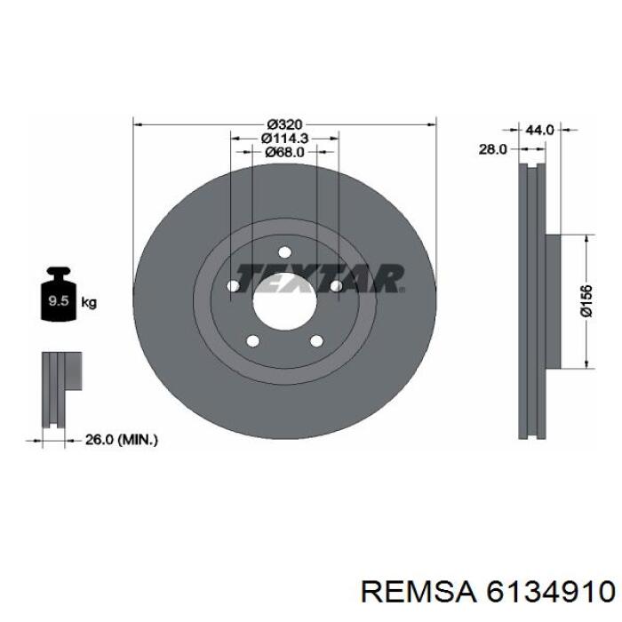 Тормоз дисковый передний Remsa 6134910 цена, от 56.79 USD