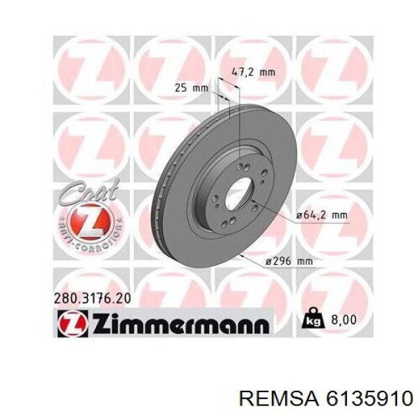 Тормоз дисковый передний Remsa 6135910 цена, от 50.68 USD