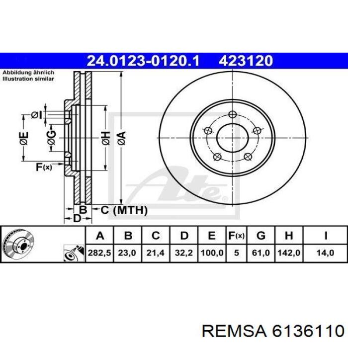 Тормоз дисковый передний Remsa 6136110 цена, от 27.59 USD