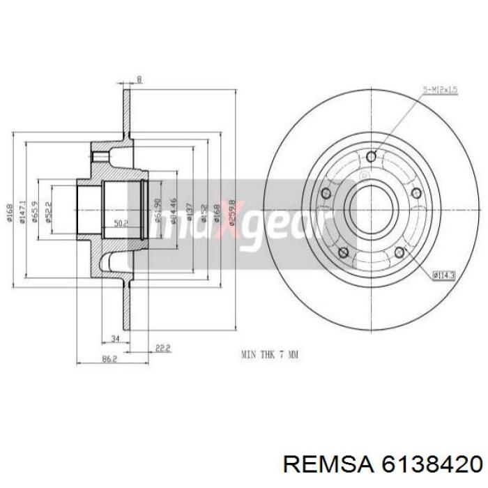 Тормозные диски 6138420 Remsa