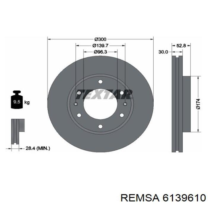 Передние тормозные диски 6139610 Remsa