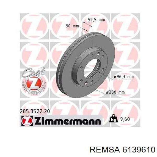 6139610 Remsa Диск тормозной передний