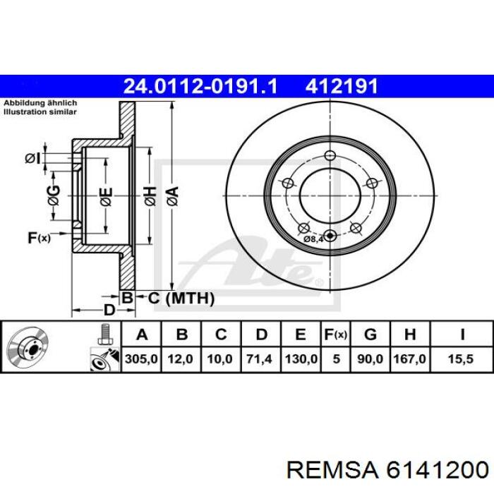 Тормозные диски 6141200 Remsa