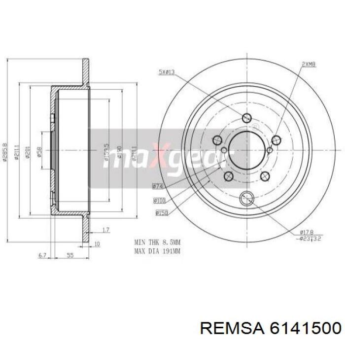Задний дисковый тормоз Remsa 6141500