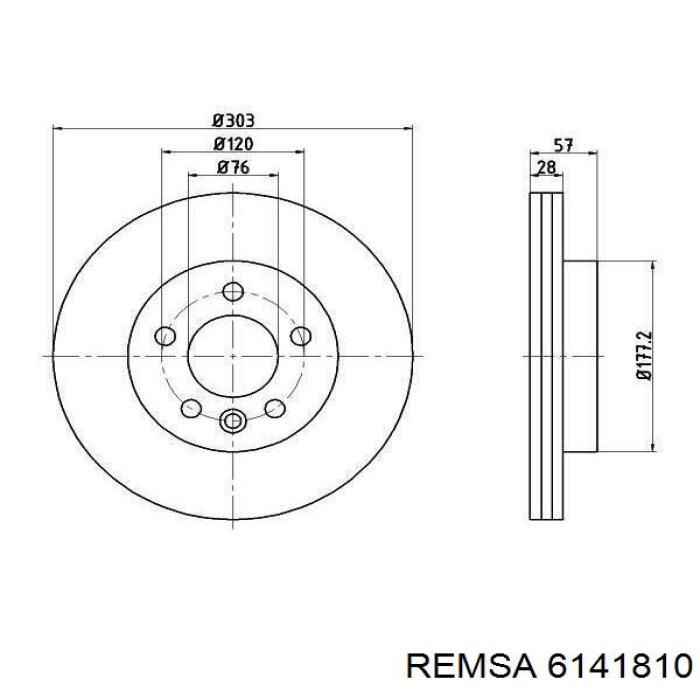 Передние тормозные диски 6141810 Remsa
