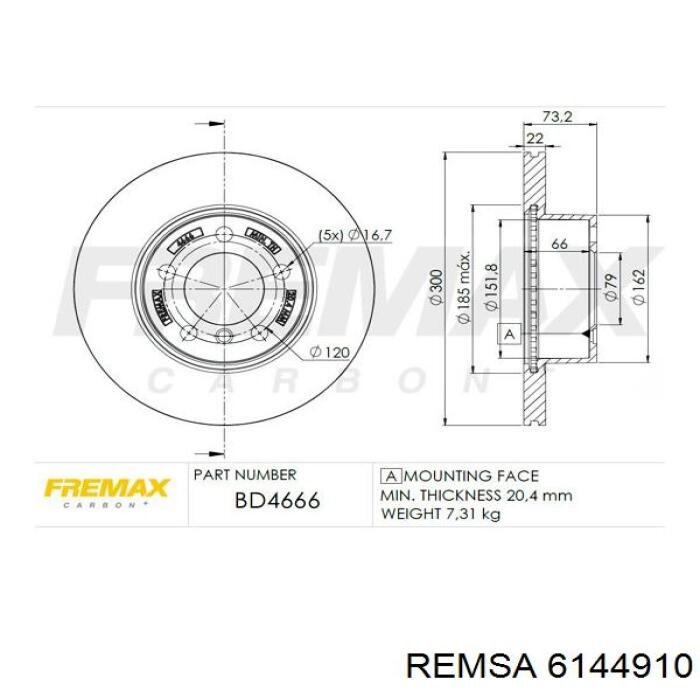 Купить 6144910 Remsa Ротор тормозной