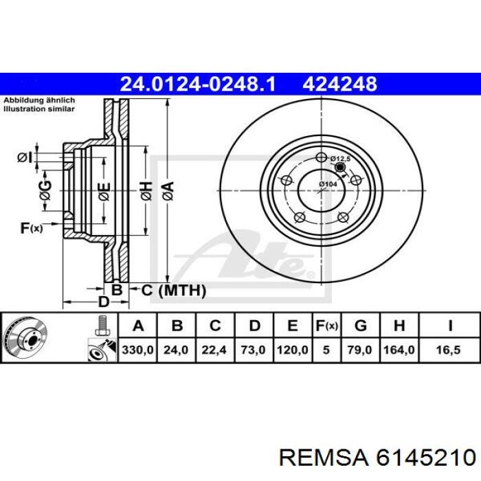 Передний тормозной диск Remsa 6145210