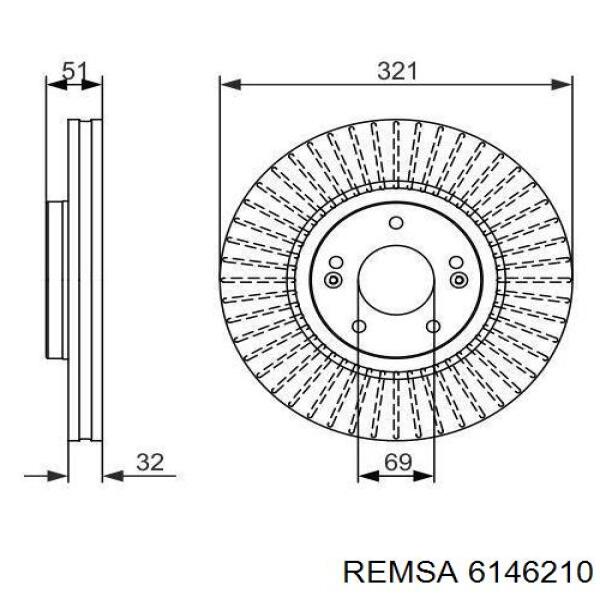 6146210 Remsa Диск тормозной передний