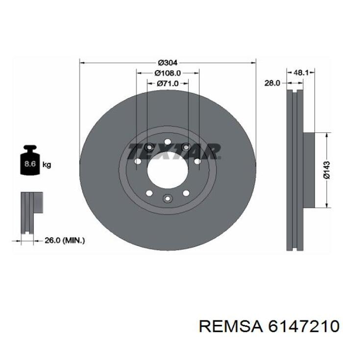Тормоз дисковый передний Remsa 6147210 цена, от 53.36 USD