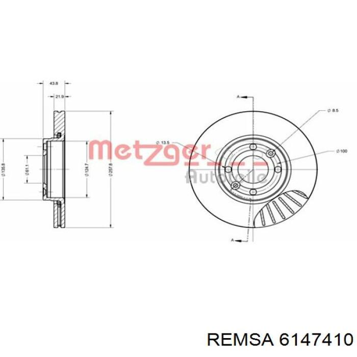 Передние тормозные диски 6147410 Remsa