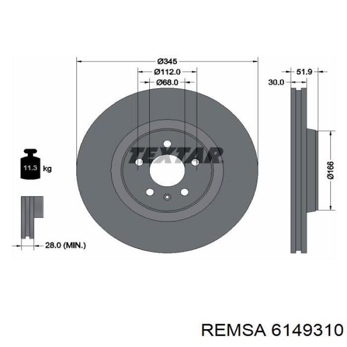 Тормоз дисковый передний Remsa 6149310 цена, от 100.84 USD