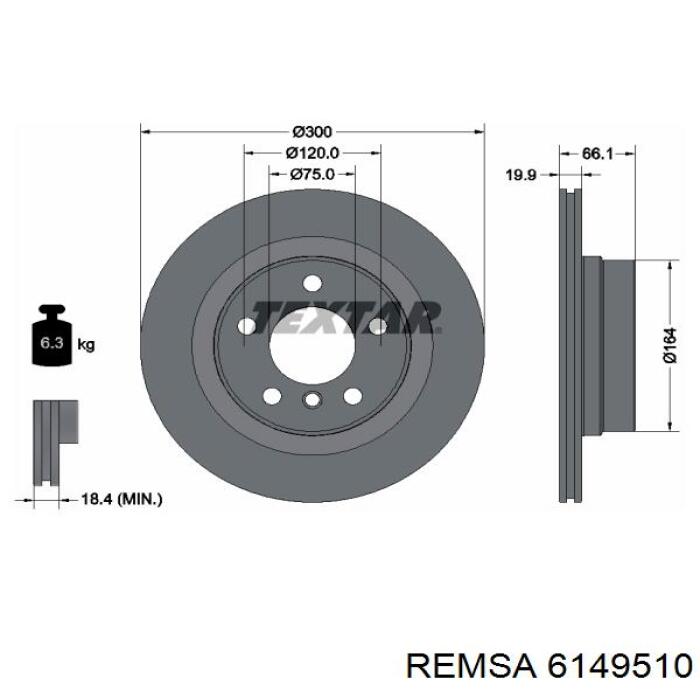 Задний тормозной диск Remsa 6149510 цена, от 53.59 USD